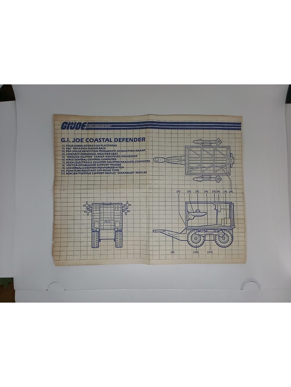 1987 GI Joe Coastal Defender vehicle blueprint ARAH vintage Instructions